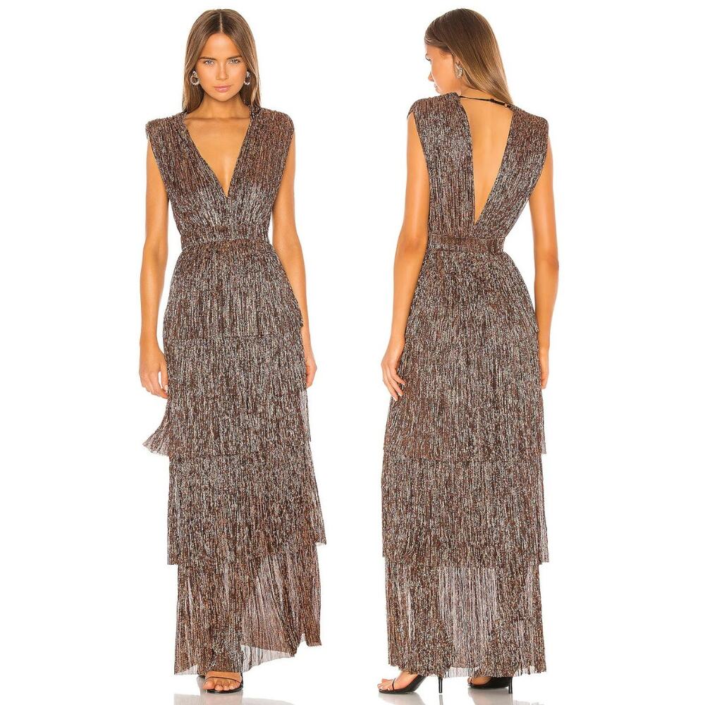 Sabina Musayev Skylar Gown Maxi Tiered Ruffle Formal Prom Hoco Party Cocktail M